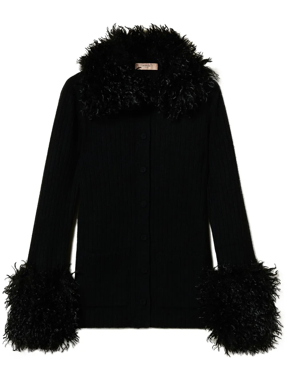 TWINSET faux-fur trim cardigan - Nero
