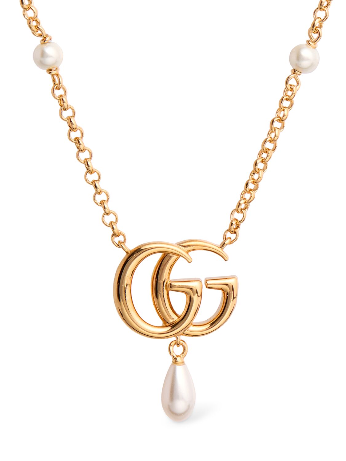 Gg Marmont Brass Pendant Necklace