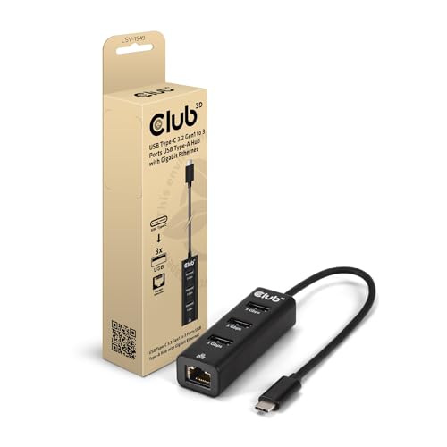 Club3D Csv-1549 - Hub Usb Type-C 3.2 Gen1 A 3 Porte Usb Tipo A Con Gigabit Ethernet