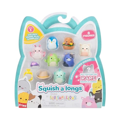 Squish-A-Longs Confezione Da 8 - Serie 1, Stile 1 - (8) Mini-Squish Da 2,5 Cm Con 2 Accessori, Anello E Guida Per Collezionisti - Colleziona, Commerci