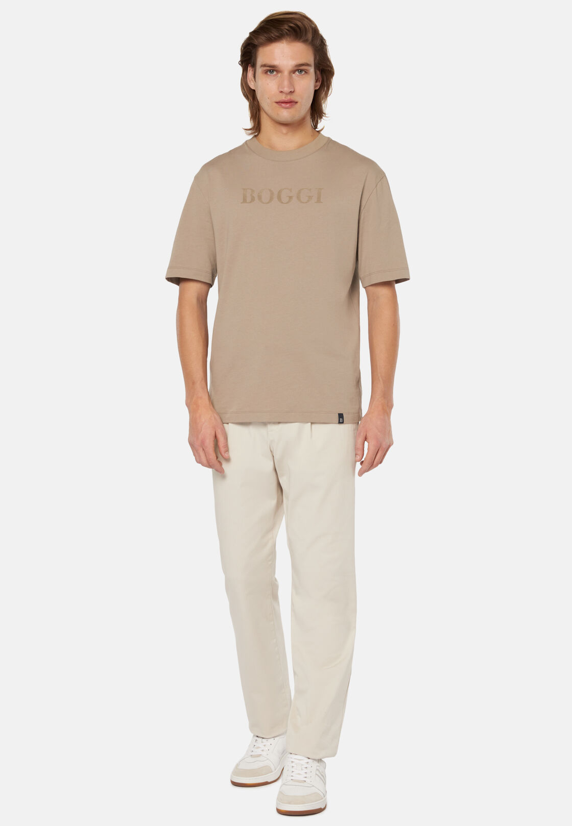 Boggi, T-shirt In Jersey Di Cotone, Uomo, Taupe, Taglia: M