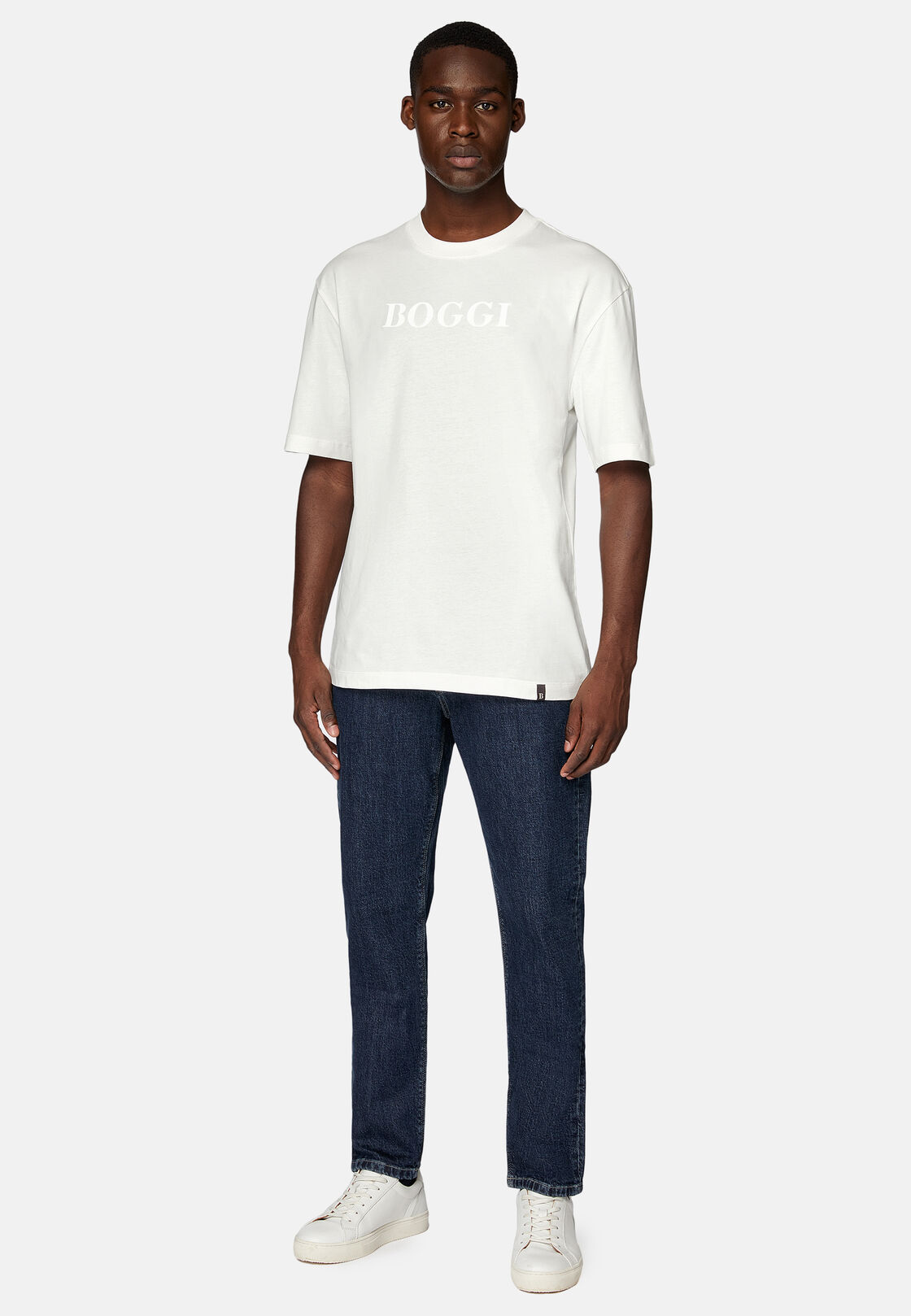 Boggi, T-shirt In Jersey Di Cotone, Uomo, Bianco, Taglia: L