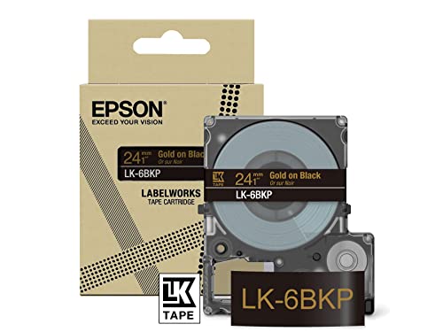 Epson Labelworks Lk-6Bkp Cartuccia A Nastro Per Etichettatura Compatibile Con Epson Labelworks Lw-C610 Nero Metallizzato/Oro 24Mm