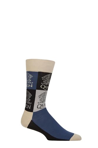 Queen Calzini Crest Blocks Band Logo Nuovo Ufficiale Unisex Navy Blu (Uk Size Size Uk Size 7-11