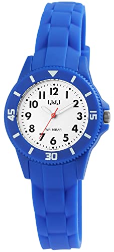 Q&Q V26A-00Xvy - Orologio Per Bambini, Con Fibbia Ad Ardiglione, Analogico, Al Quarzo, 10 Bar, Blu, Cinghia