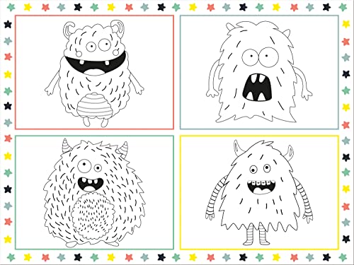 Folat 68340 Tovagliette Da Colorare Monster Bash-6 Pezzi, Multicolore, Medio