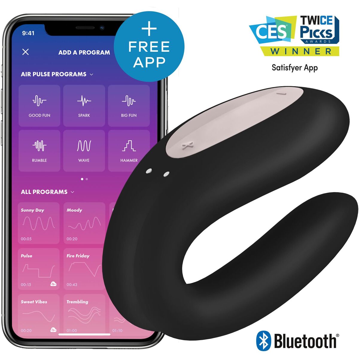 Satisfyer Double Joy Couples Vibrator Black