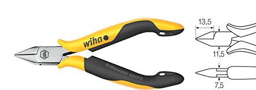 Wiha Alicates De Corte Diagonal Professional Esd Con Cabeza Puntiaguda Ancha Con Chaflán 115 Mm, 4 1/2" (26816)