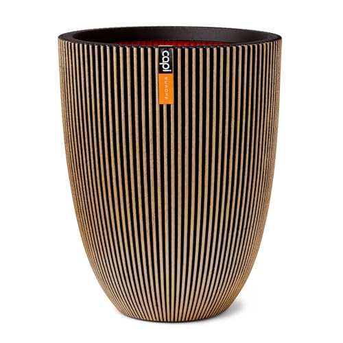 Capi Europe - Vaso Elegante Basso Groove Nl - 46 X 58 - Oro - Apertura Ø38 - Vaso Da Fiori Per Uso Interno Ed Esterno Infrangibile - 100% Riciclabile