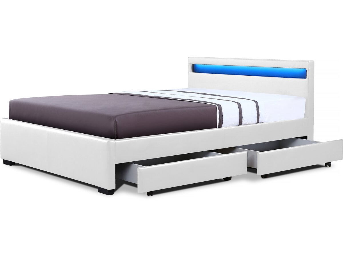 Letto con led nico 140 x 190 cm colore bianco