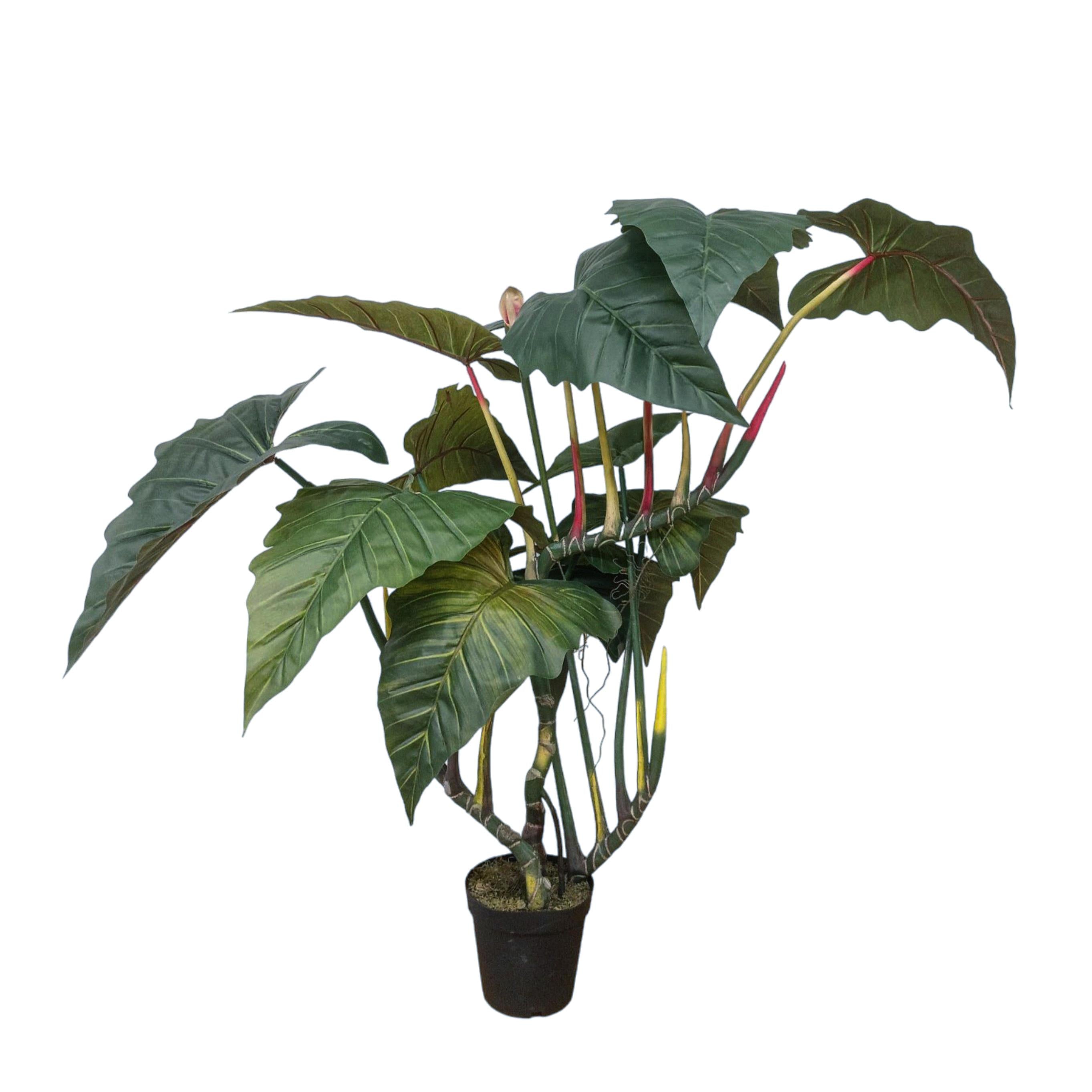 Pianta artificiale colocasia esculenta con vaso h 80 cm