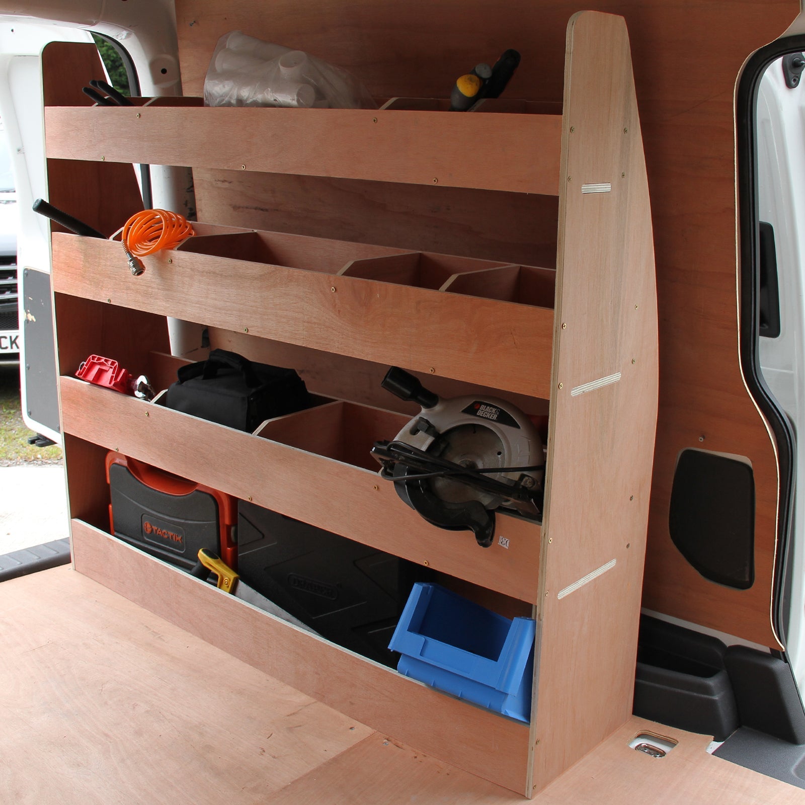 Scaffale per van vw caddy maxi in legno compensato 12mm con 14 scompartimenti