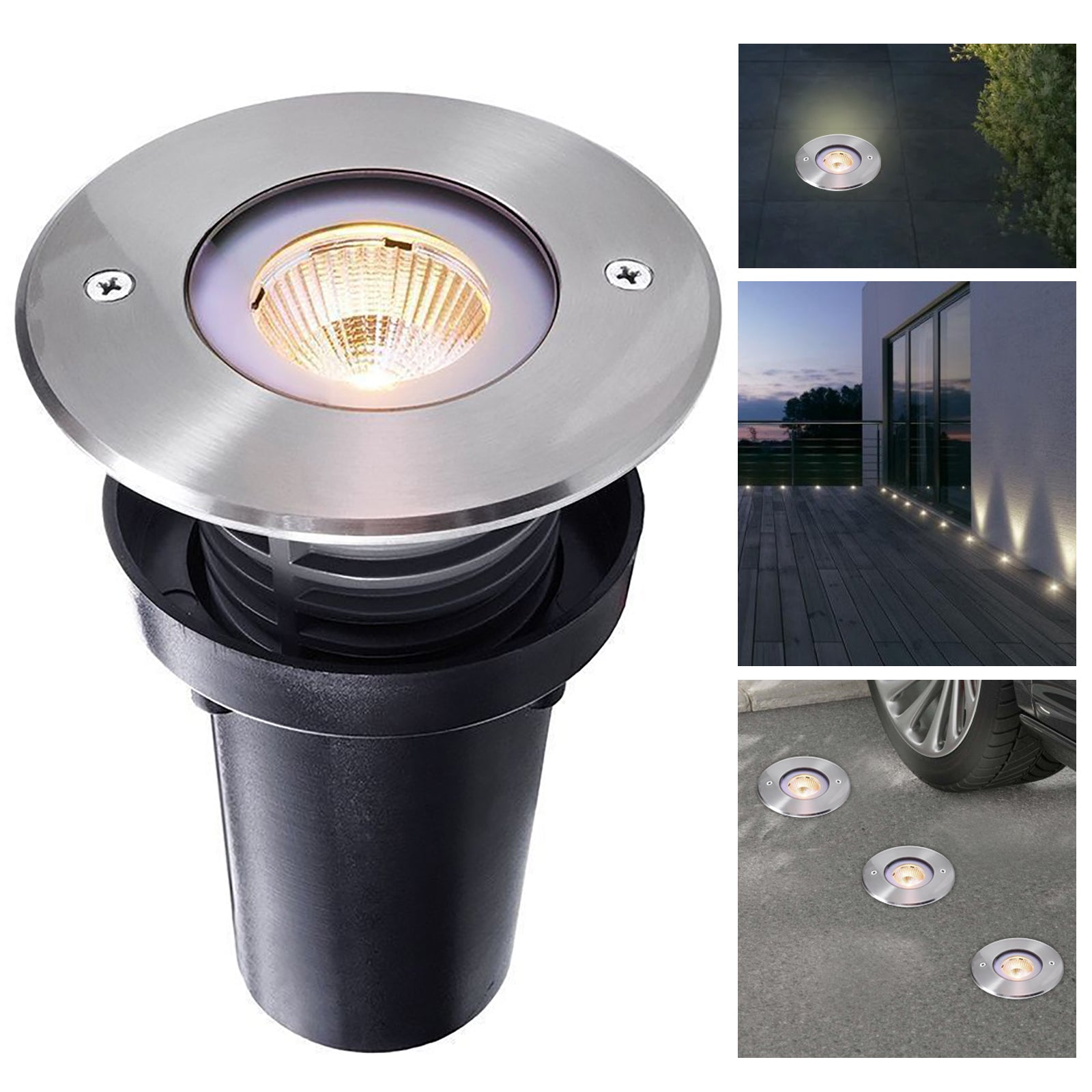 Faretto calpestabile spot 25 gradi segnapassi tondo carrabile led 6w incasso foro 10cm luci garage giardino 230v