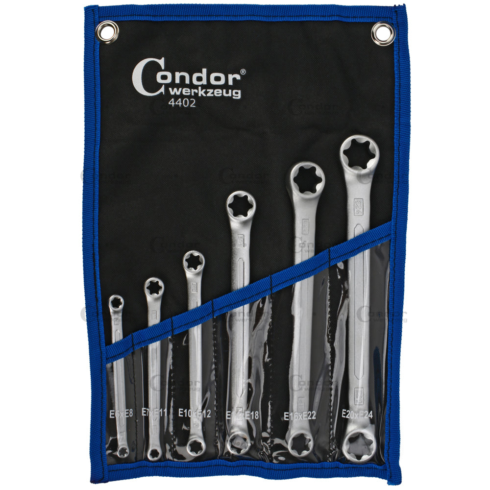 Kit chiavi poligonali doppie torx-star chiave set 6pz e6-e24 condor 4402
