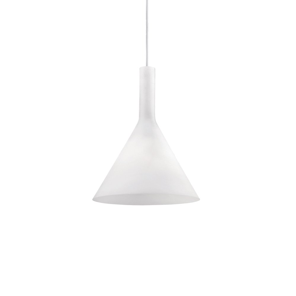 Sospensione moderna cocktail vetro bianco 1 luce e14