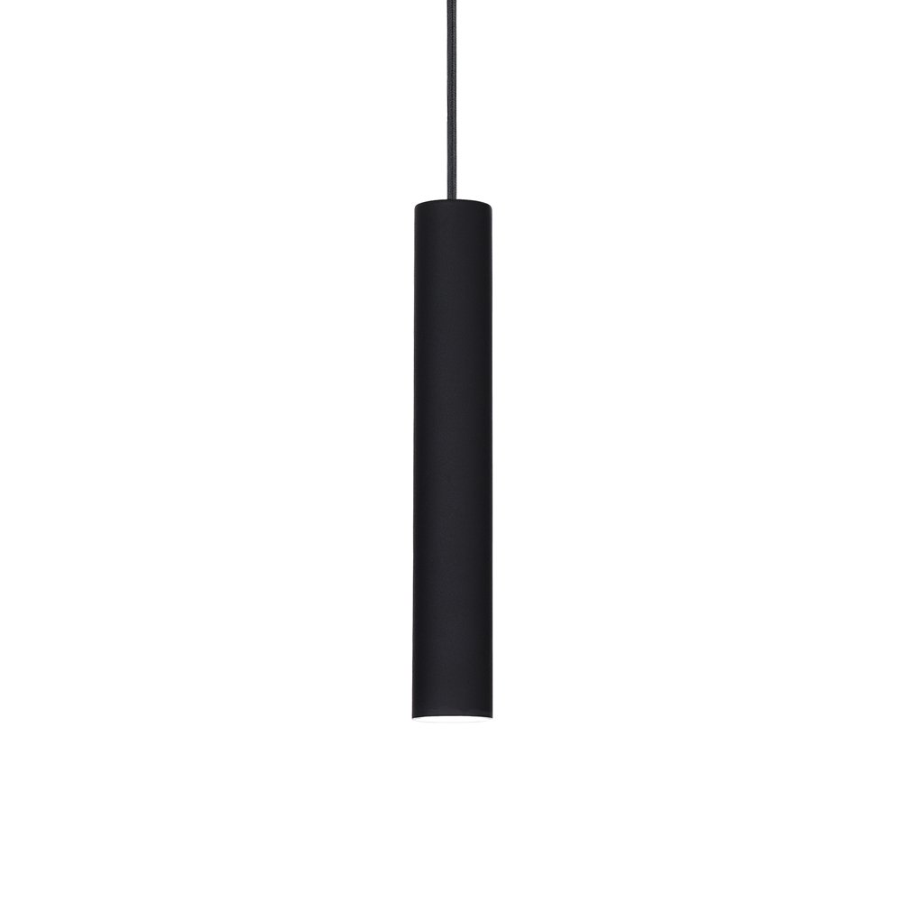 Sospensione industrial-minimal tube alluminio nero led 9w 3000k d4cm