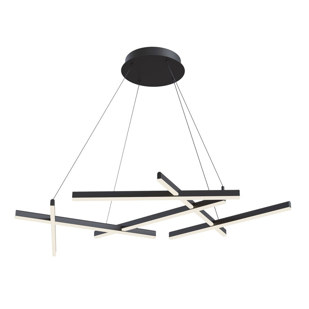 Lampadario a sospensione moderno line alluminio nero 6 luci led 79w