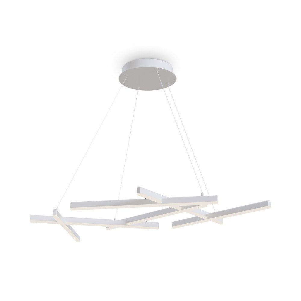 Lampadario a sospensione moderno line alluminio bianco 6 luci led 79w