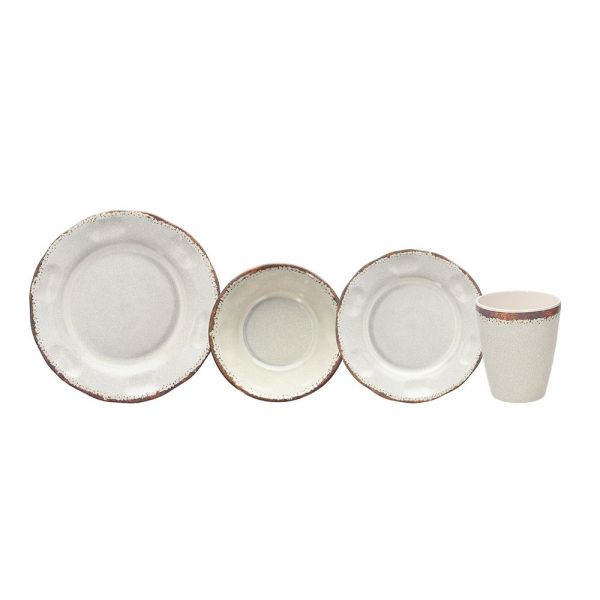 Servizio piatti 16 pezzi craquel beige melamina beige