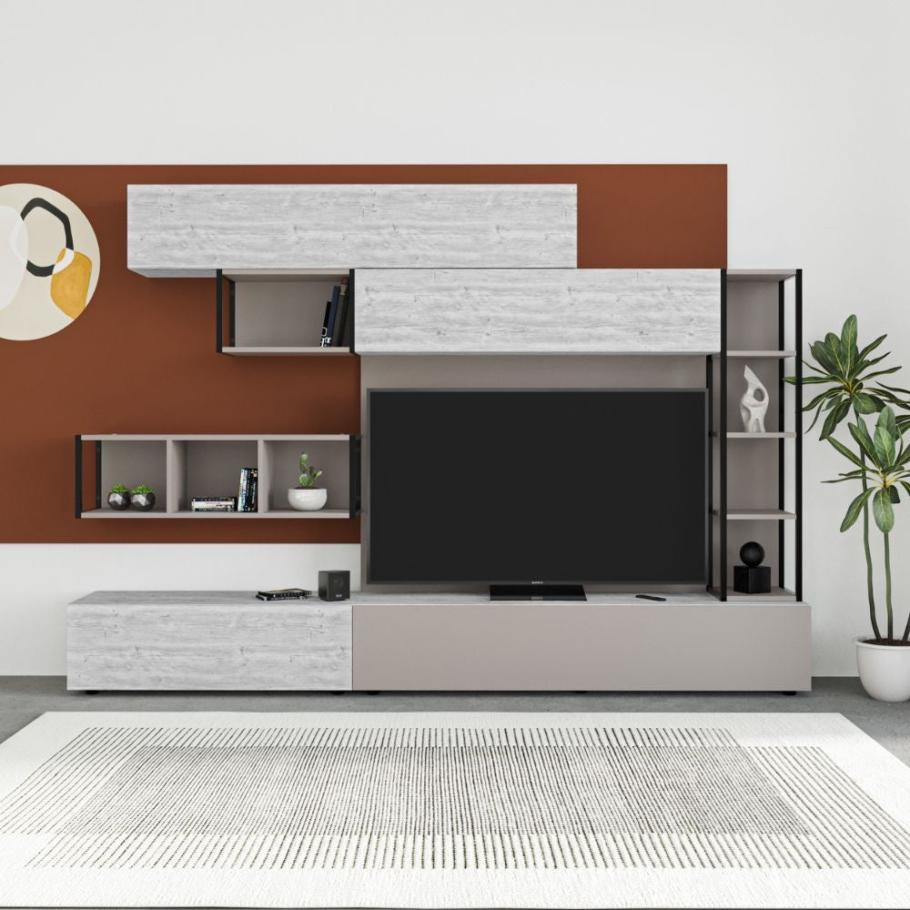 Parete attrezzata tronador 260 cm. light mocha e ancient white mtv234464