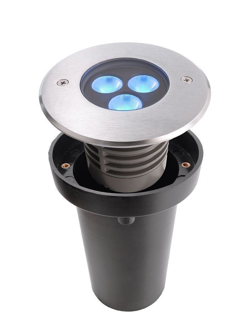 Faretto calpestabile incasso carrabile 24v led7w dmx ground light luce colorata rgb ip67 dimmerabile segnapassi giardino