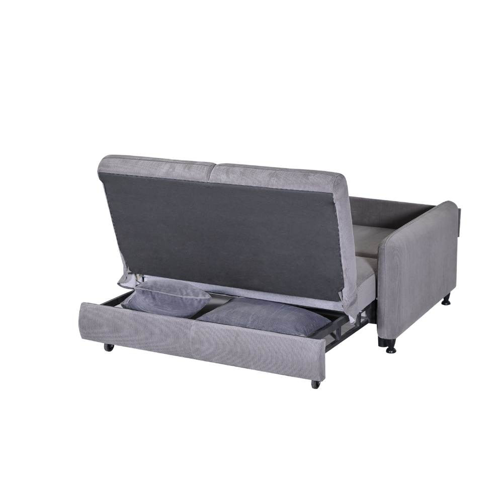 Divano letto estraibile e contenitore ravit grigio