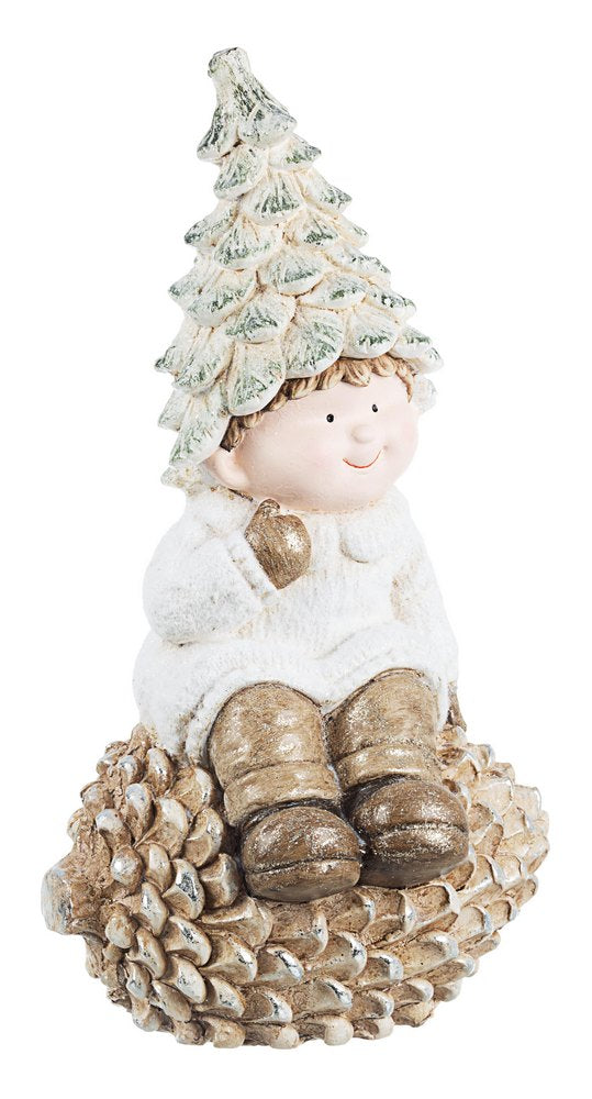 Decorazione natalizia bimbo andel con pigna gesso addobbi natale bizzotto 49 cm