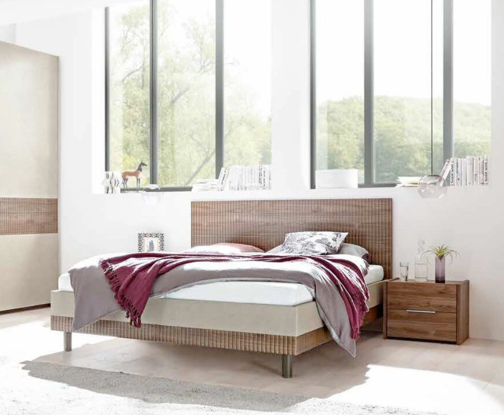 Letto matrimoniale moderno king size, finitura noce scuro serigrafato, zlcletwodn