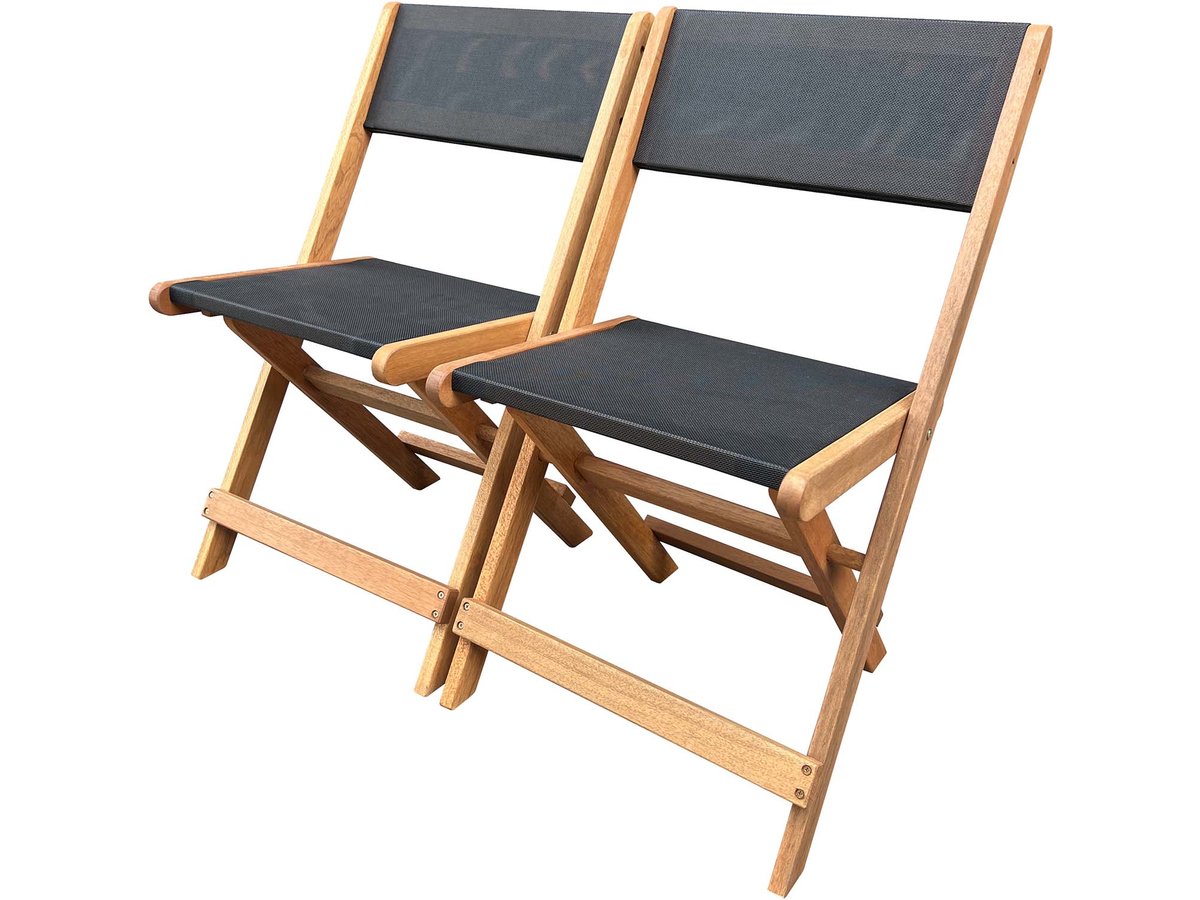 Sedia pieghevole seoul in legno esotico - acero - nero - set di 2