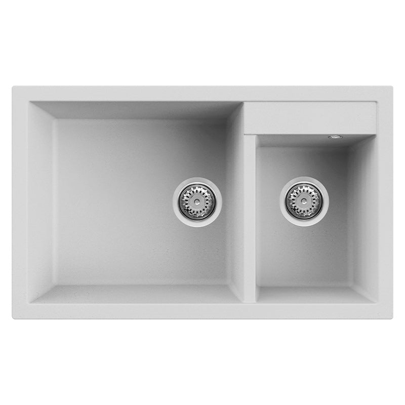 Lavello elleci incasso 2 vasche 81,5x50 quadra 440 granitek bianco lgq44068