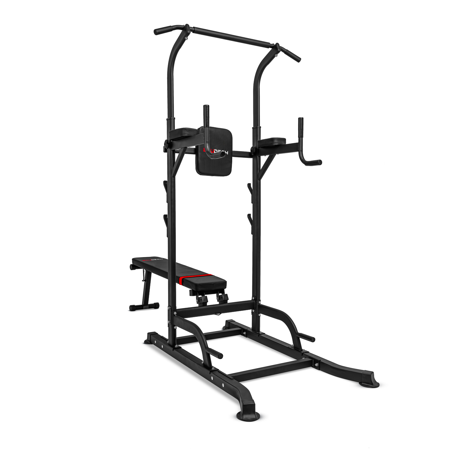 Stazione fitness multifunzione power tower chin-up dip station dotata di barra regolabile panca per trazioni,flessioni e addominali