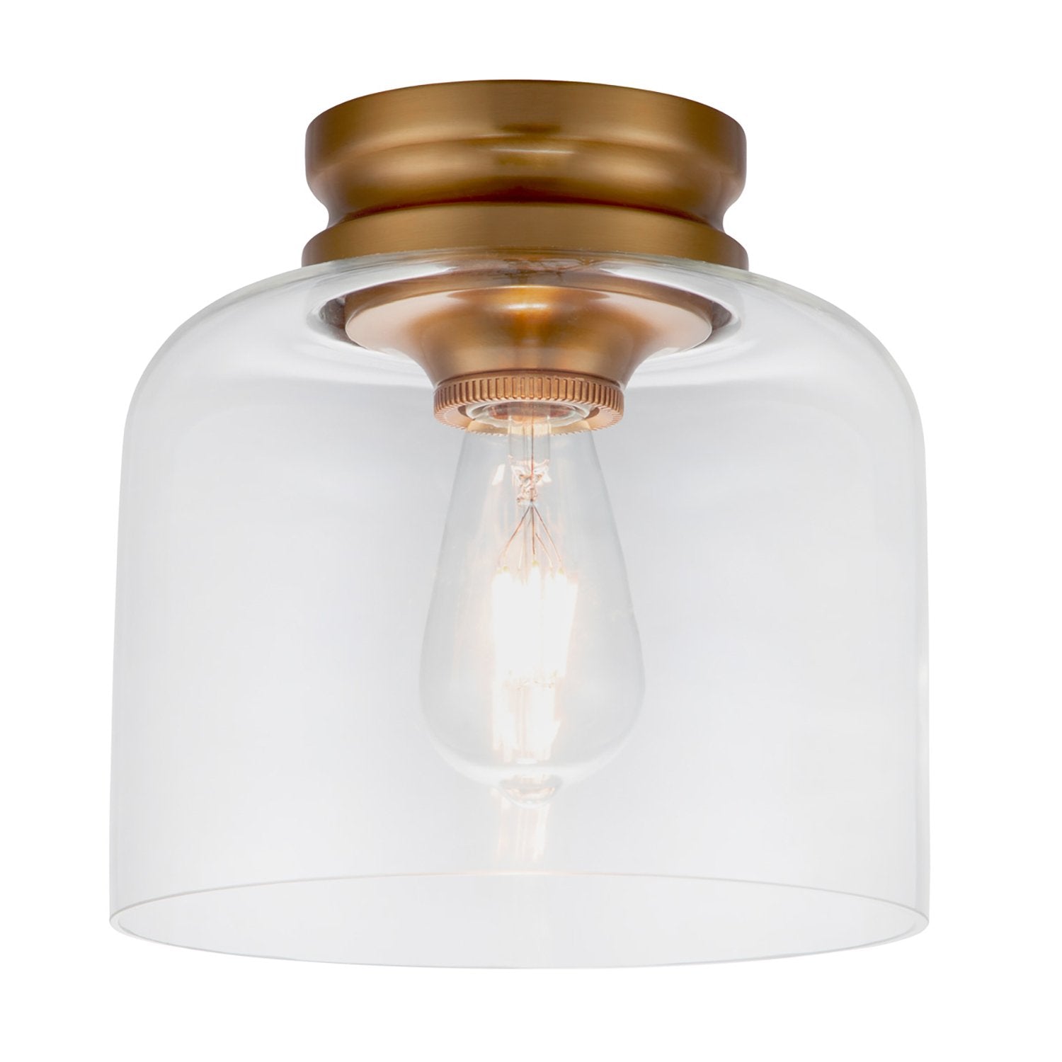 Plafoniera contemporanea hounslow acciaio ottone brunito vetro 1 luce e27