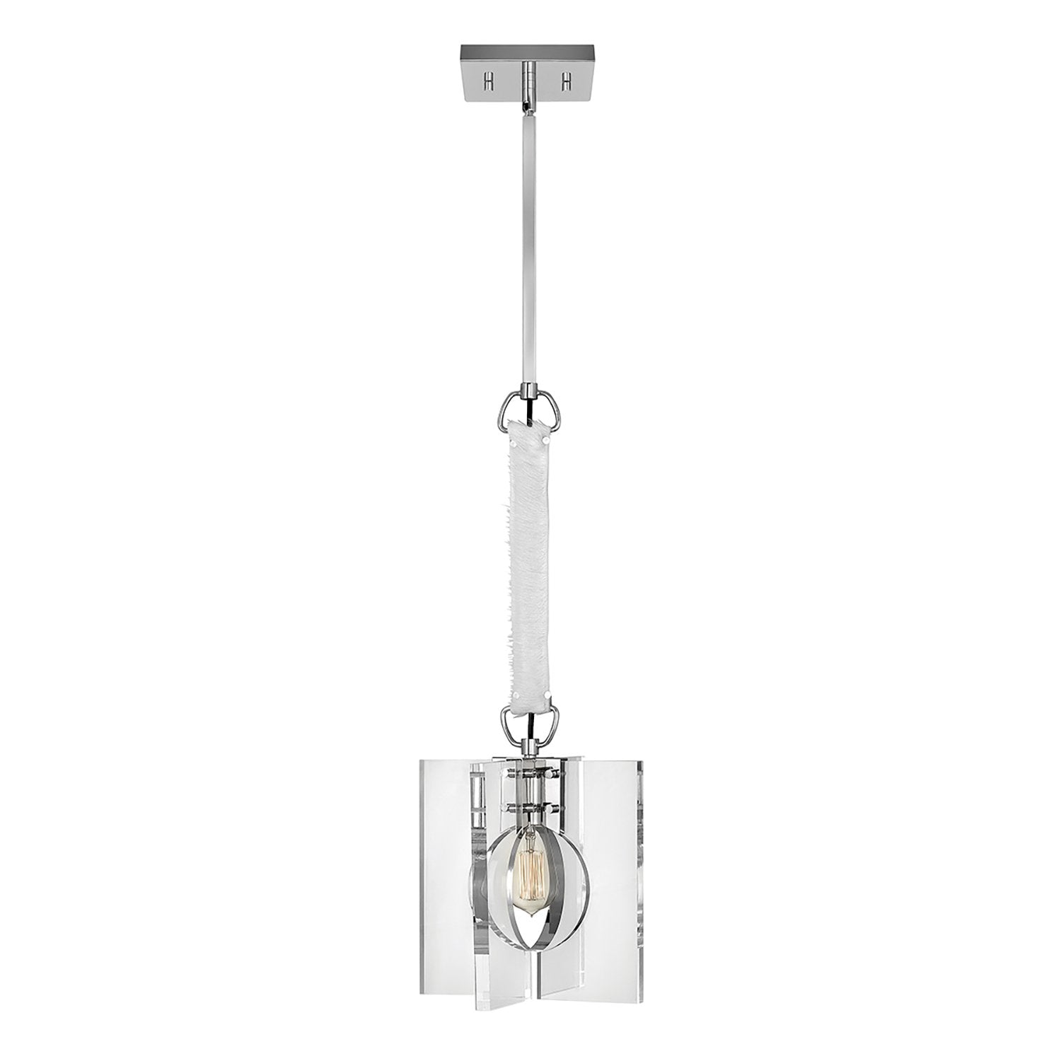 Sospensione contemporanea ludlow acciaio nichel lucido acrilico 1 luce e27