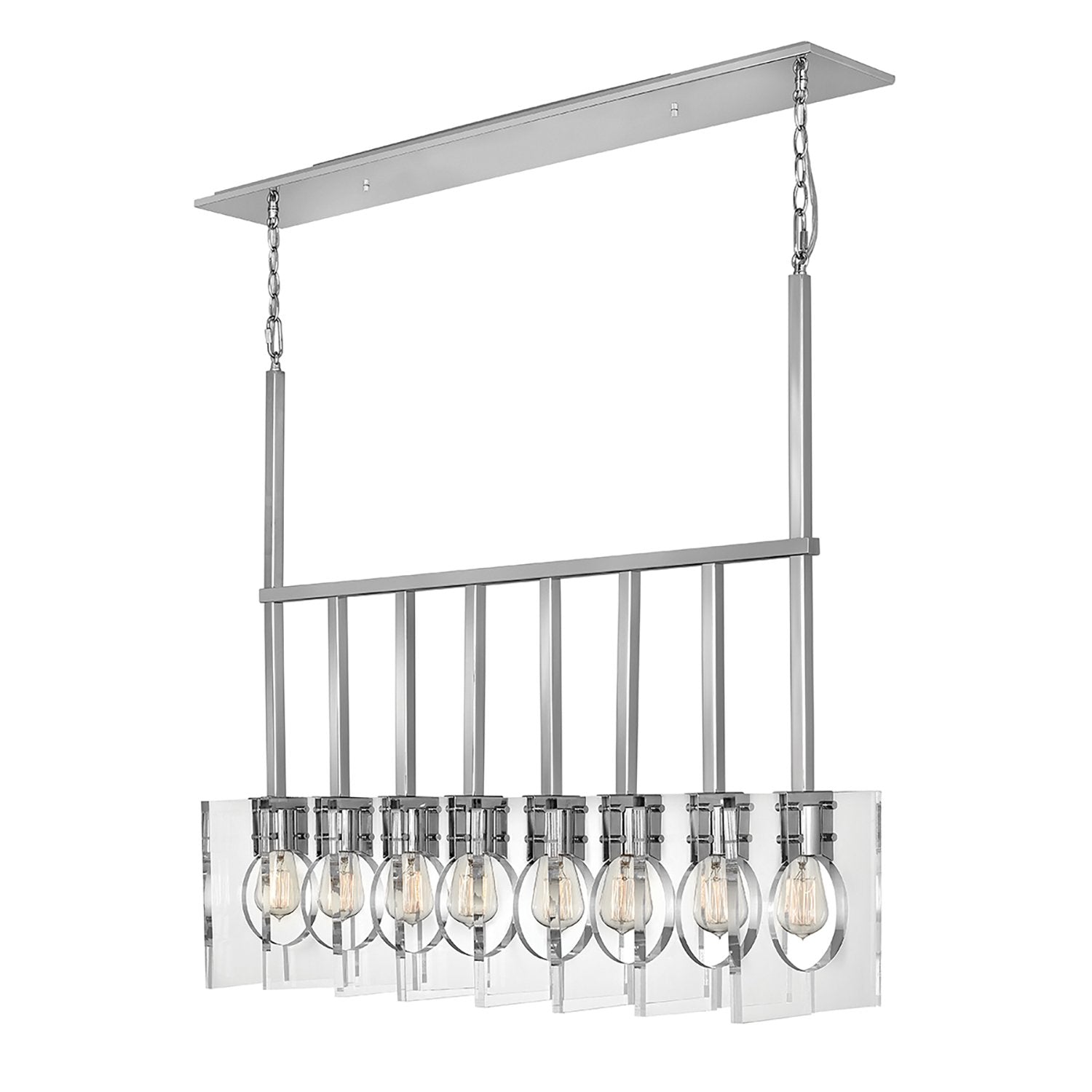 Lampadario contemporaneo ludlow acciaio nichel lucido acrilico 8 luci e27