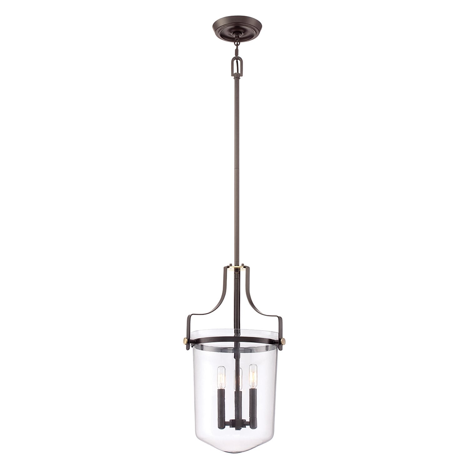 Lampadario contemporaneo penn station vetro bronzo western 3 luci e14