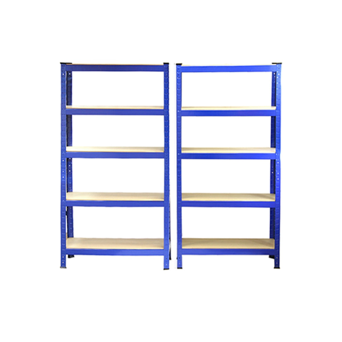 2 scaffali in acciaio senza bulloni t-rax blu larghi 75cm per magazzino e box