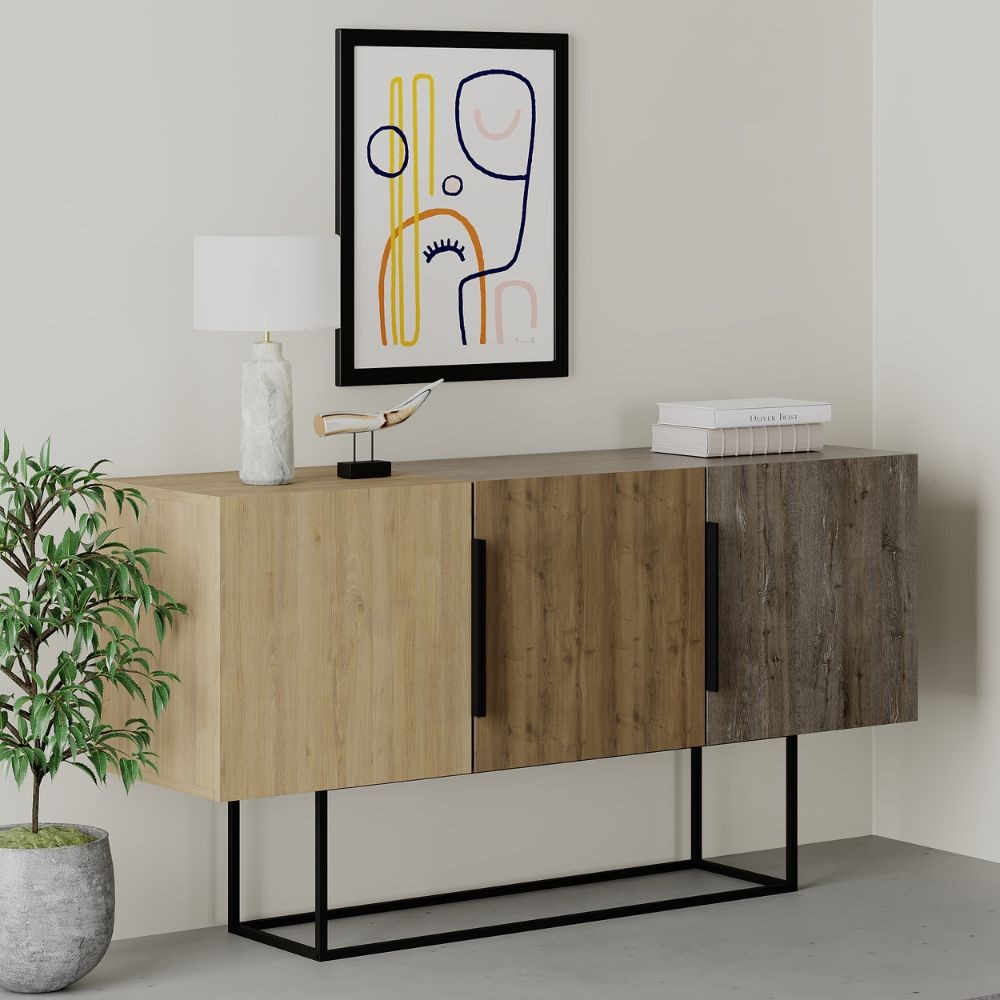 Madia tontini 3 ante colore rovere noce e dark coffe 150 cm