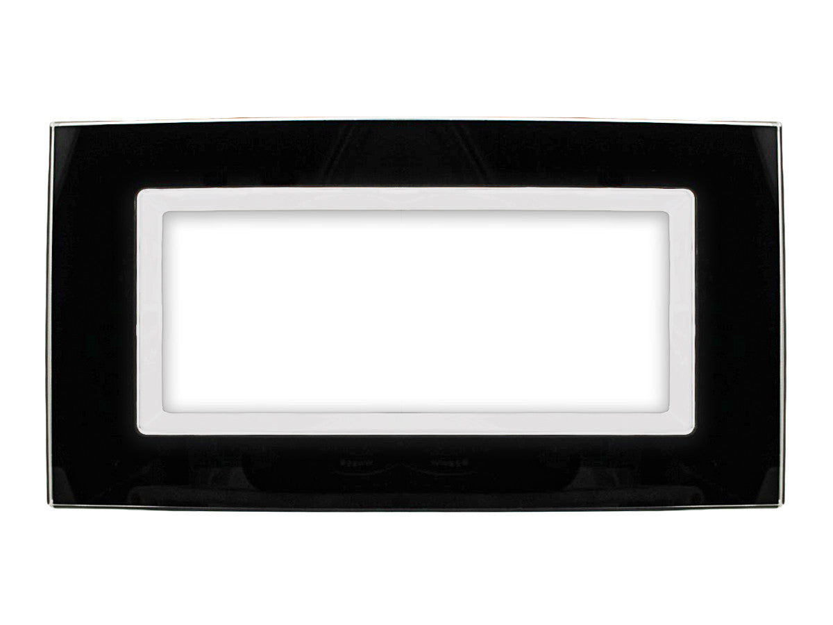 Placca vetro plex delux 506 7 moduli nera compatibile con vimar arke sd98007-2vt