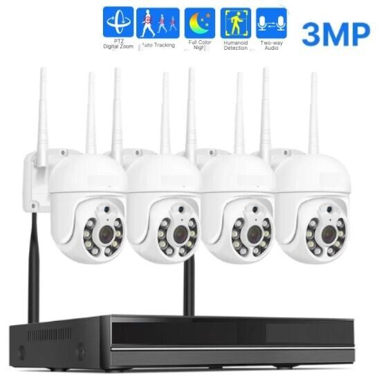 Kit videosorveglianza wireless nvr 4 canali wifi ip telecamere motorizzate 3mpx