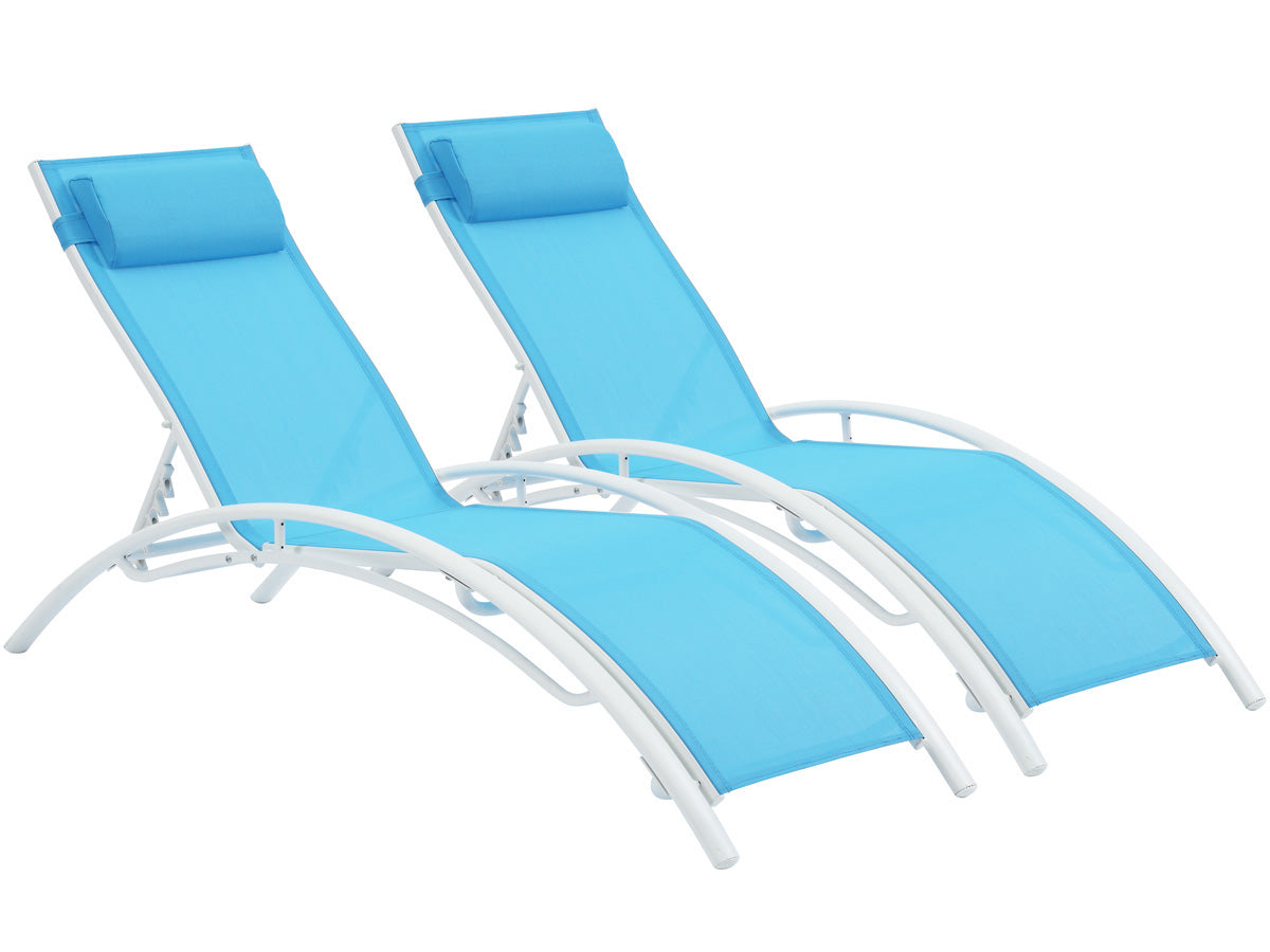 2 lettini in alluminio beauty - phoenix - blu - seti di 2