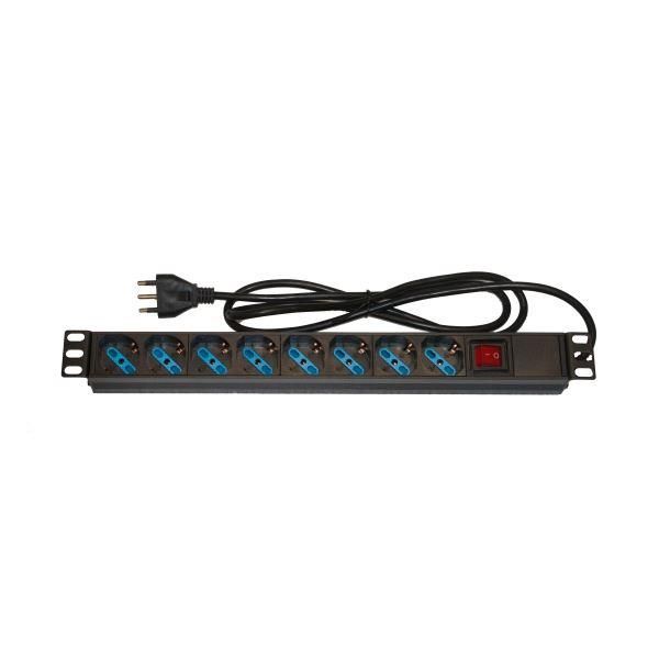 Multipresa da rack 19in 8 prese universali con interruttore spina italiana 16a - lk10051