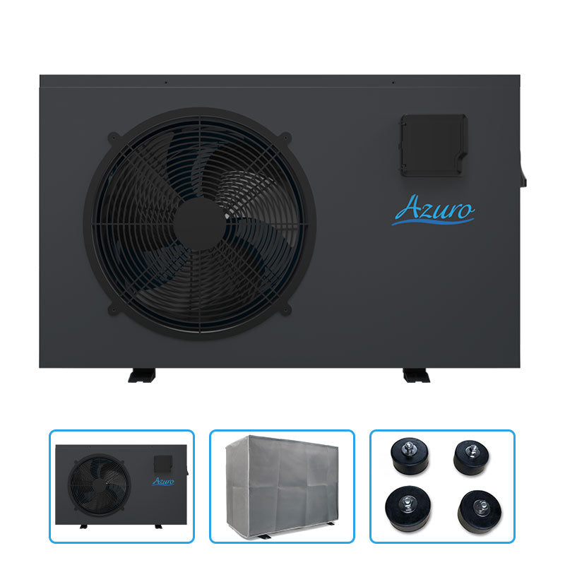Pompa di calore full inverter per piscina fino a 50 m - azuro inverter con copertura protettiva e piedini antivibrazione