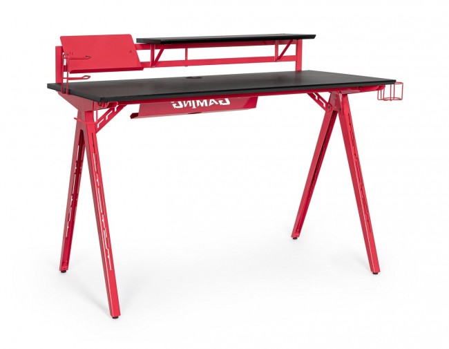 Scrivania 2 piani rosso nera - gaming
