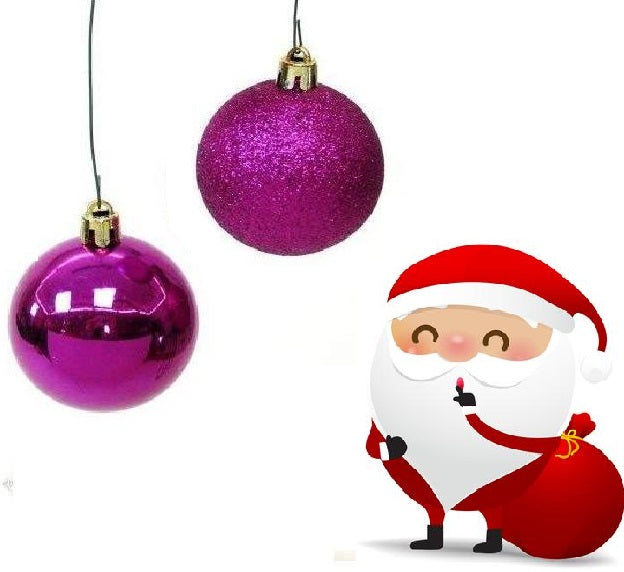 Addobbi per albero di natale palline fucsia 8 cm glitter lucide tipologia: 12 palline