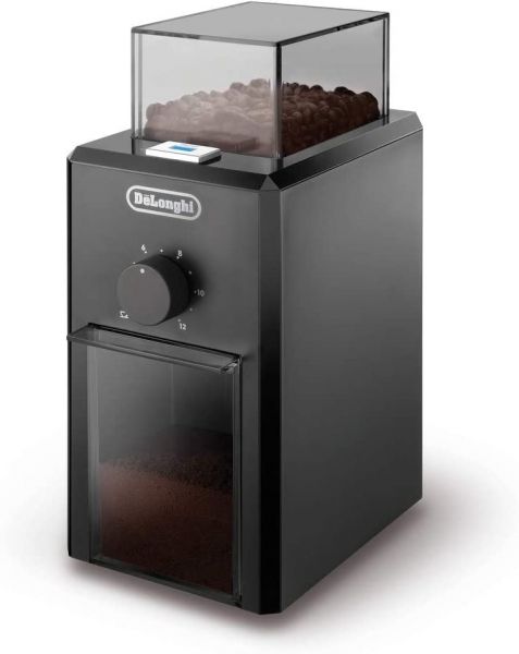 De'longhi kg79 macinacaff elettrico, macinacaff professionale a pressione con 16 livelli di macinatura, pulsanti soft touch, fino a 12 tazze, nero