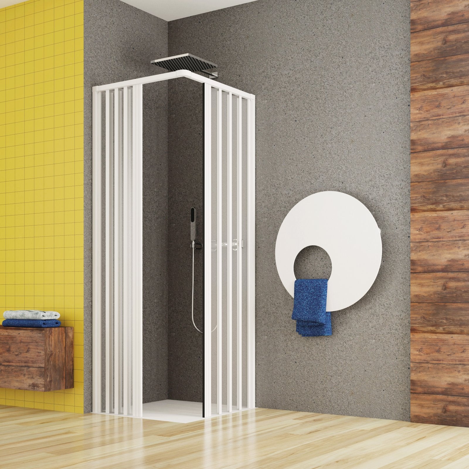Box doccia due lati soffietto per disabili, ingresso centrale pvc bianco h185cm platra flety bianco,70x100 cm
