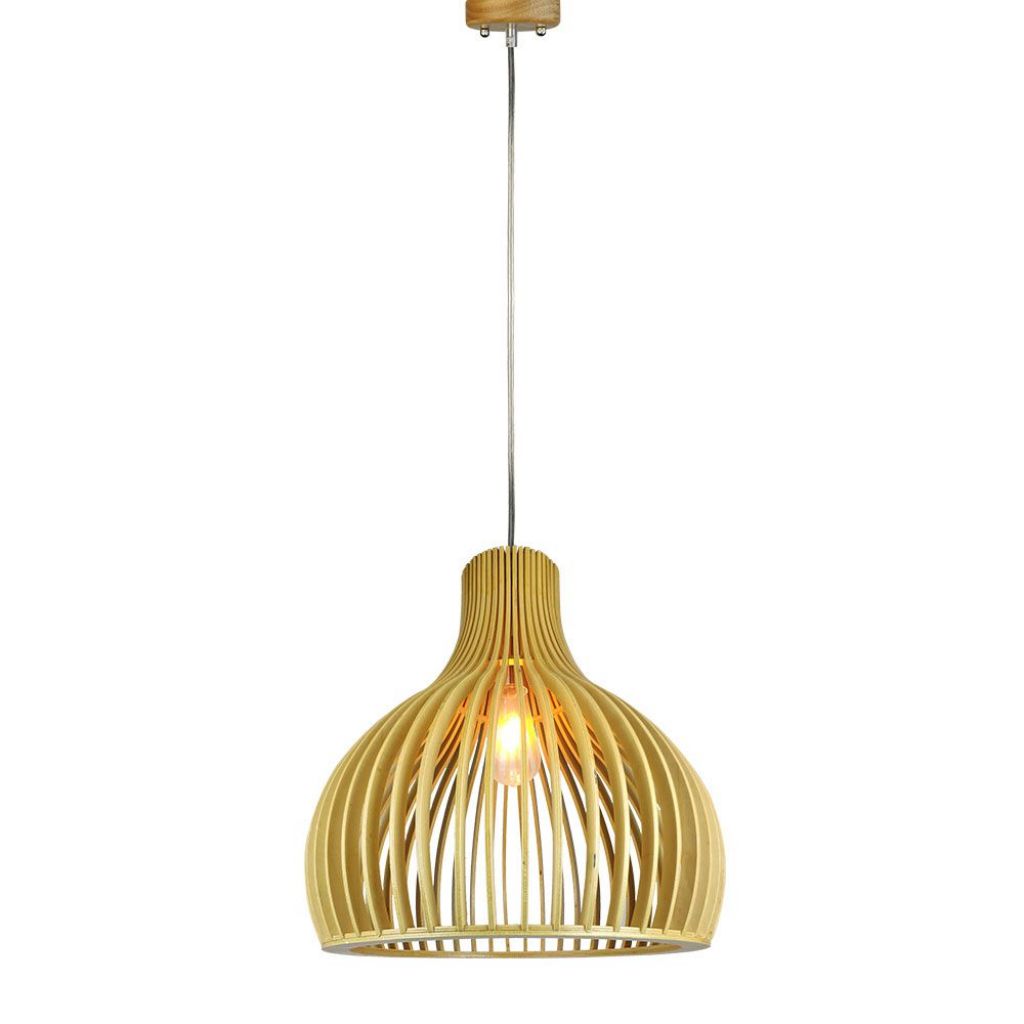 Luce a sospensione in legno con cappuccio decorativo cromato + baldacchino + grotta cono paralume d450*h450mm