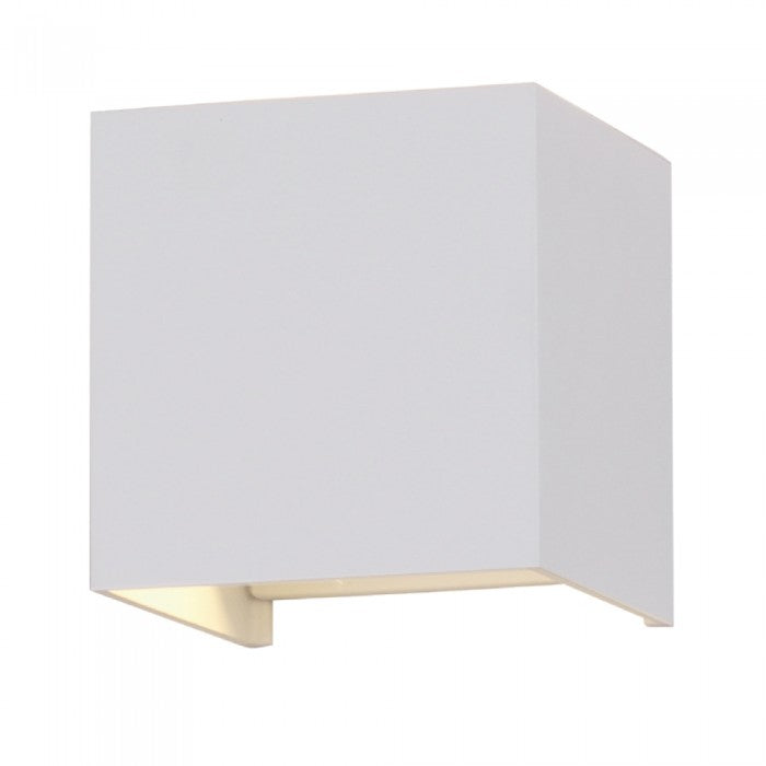 Lampada cubo up down led da muro quadrata doppio led cob 6w colore bianco satinato fascio luminoso regolabile 4000k ip65 sku 7088