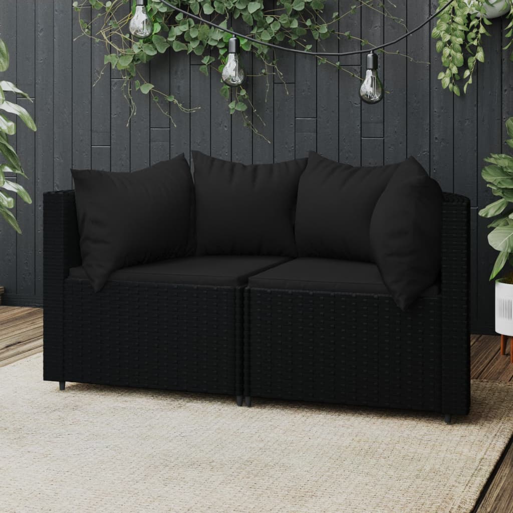 Divani angolari da giardino con cuscini 2pz in polyrattan nerocod mxl 106099