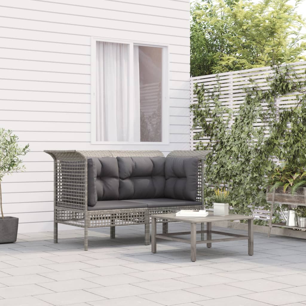 Divani angolari da giardino con cuscini 2pz polyrattan grigiocod mxl 95477